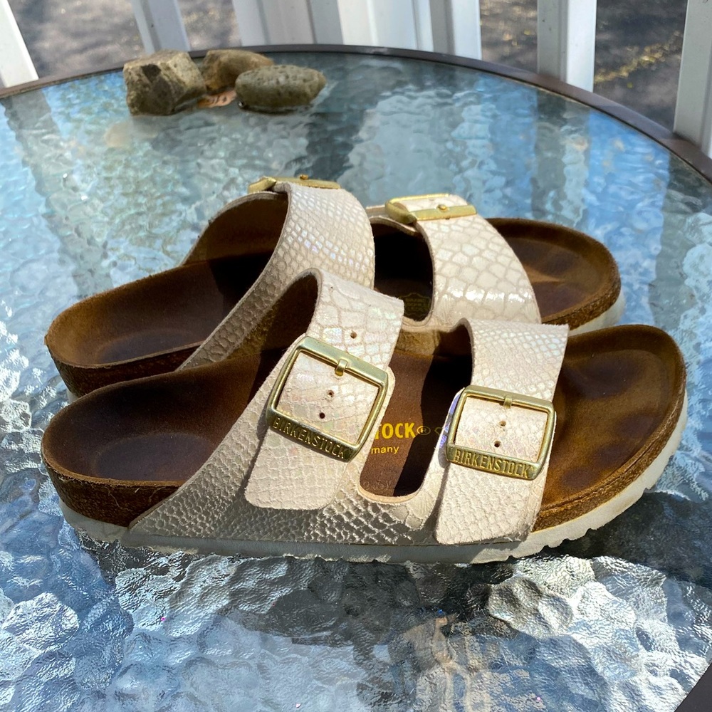 Birkenstock Footbed White Iridescent Snakeprint
